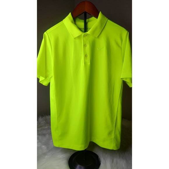 Nike Dri-FIT Neon Yellow Golf Polo Shirt‎ Athletic Activewear - Picture 1 of 5